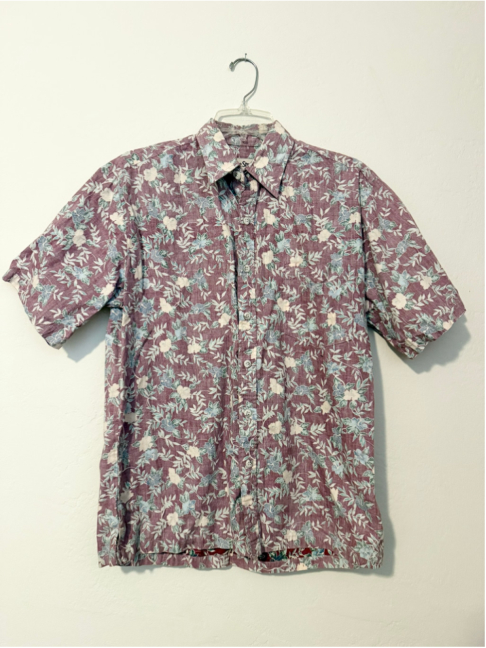 Men's Cooke Street Casual Button Down Shirt Faded Red Floral Hawaiian Size S